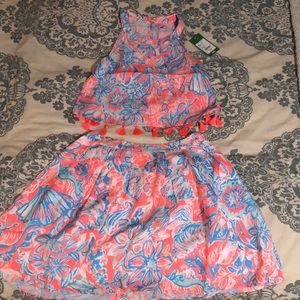 Lilly Pulitzer 2 Piece Set fringe top with skirt